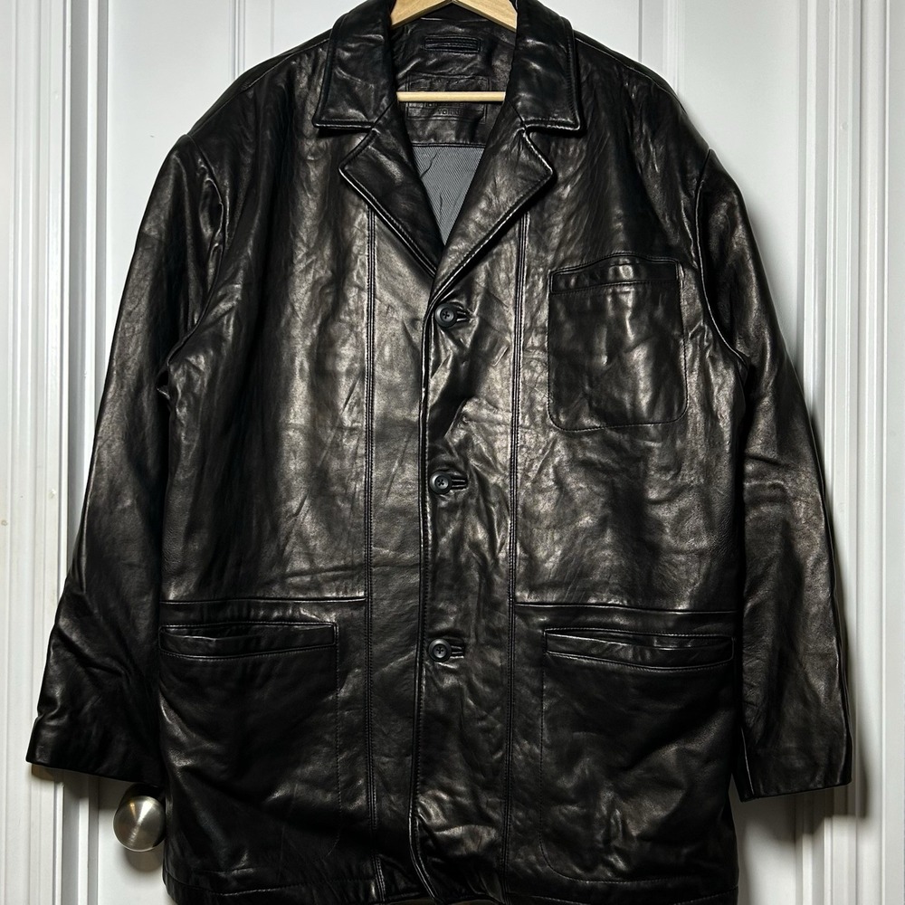 Roundtree & Yorke Vintage Genuine Lambskin Leather Black Men's Blazer Jacket
